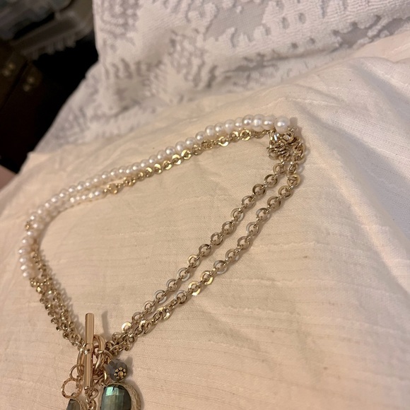 Layered mixed pearls and gold Labradorite Toggle Necklace 3 / $45 - Picture 5 of 8